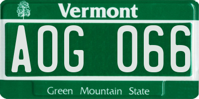 VT license plate AOG066