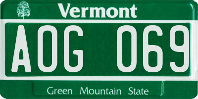 VT license plate AOG069