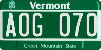 VT license plate AOG070