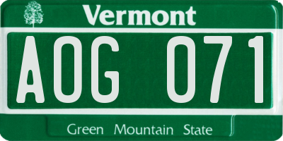 VT license plate AOG071