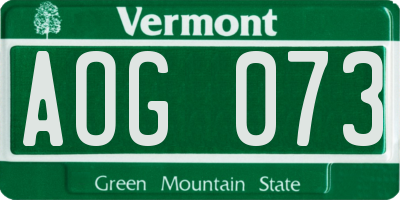 VT license plate AOG073