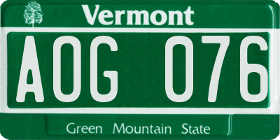 VT license plate AOG076