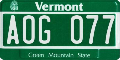 VT license plate AOG077