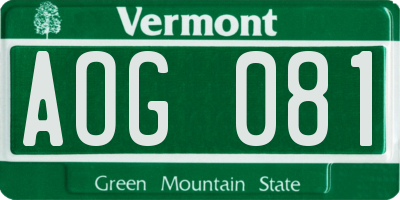 VT license plate AOG081