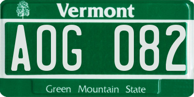 VT license plate AOG082