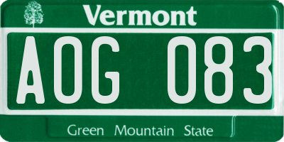 VT license plate AOG083