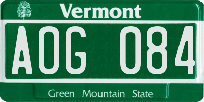 VT license plate AOG084