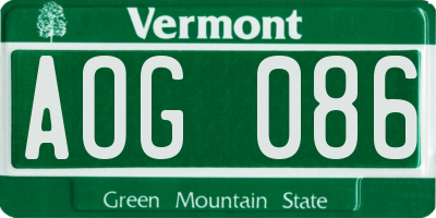 VT license plate AOG086