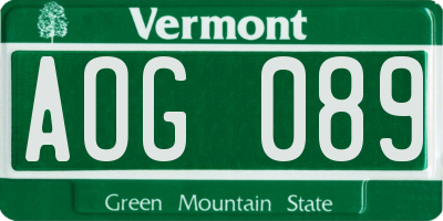 VT license plate AOG089