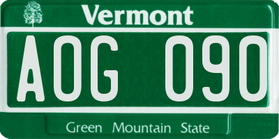 VT license plate AOG090