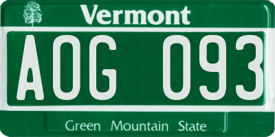 VT license plate AOG093