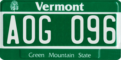 VT license plate AOG096