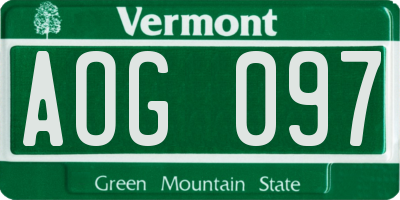 VT license plate AOG097
