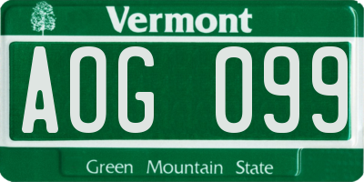VT license plate AOG099