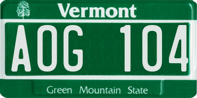 VT license plate AOG104