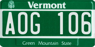 VT license plate AOG106