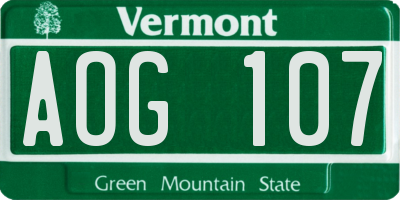 VT license plate AOG107