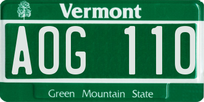 VT license plate AOG110