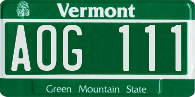 VT license plate AOG111