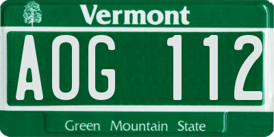 VT license plate AOG112