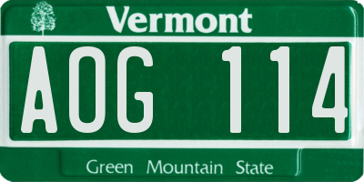 VT license plate AOG114