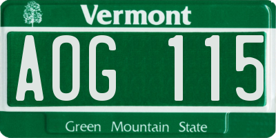 VT license plate AOG115