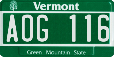 VT license plate AOG116