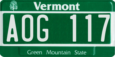 VT license plate AOG117