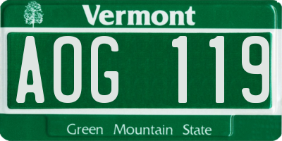 VT license plate AOG119
