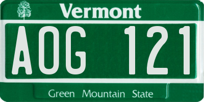 VT license plate AOG121