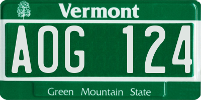 VT license plate AOG124