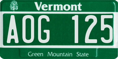 VT license plate AOG125