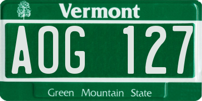 VT license plate AOG127