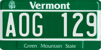 VT license plate AOG129