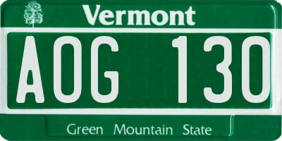 VT license plate AOG130