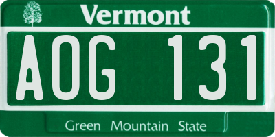 VT license plate AOG131