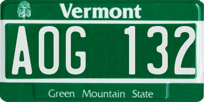 VT license plate AOG132