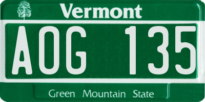 VT license plate AOG135
