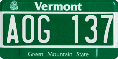 VT license plate AOG137