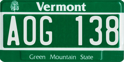VT license plate AOG138