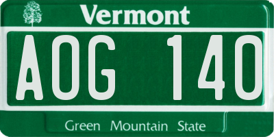 VT license plate AOG140