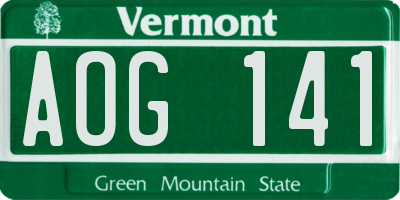 VT license plate AOG141