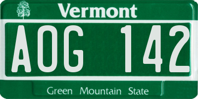 VT license plate AOG142