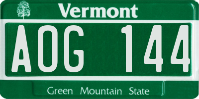 VT license plate AOG144