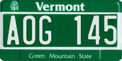 VT license plate AOG145