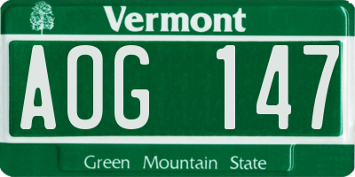VT license plate AOG147