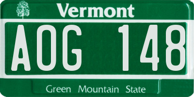VT license plate AOG148
