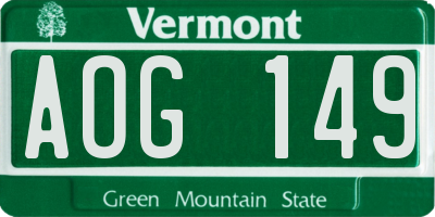 VT license plate AOG149