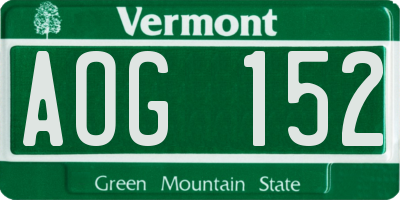 VT license plate AOG152