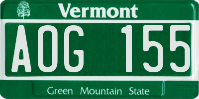 VT license plate AOG155